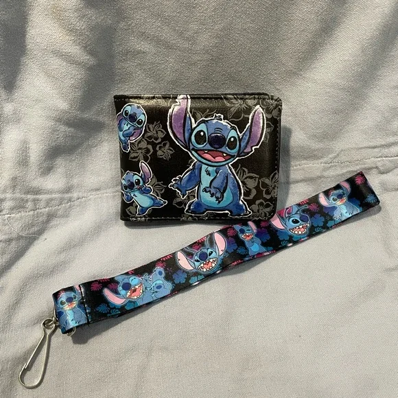 NEW Disney Stitch w/ Tropical Flowers Bifold Wallet & Lanyard by Buckle-Down - Picture 1 of 4